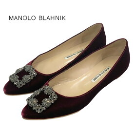 マノロブラニク MANOLO BLAHNIK ハンギシ フラットパンプス フラットシューズ パーティーシューズ 靴 シューズ ビジュー ベロア ボルドー ギフト プレゼント 送料無料