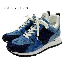 未使用 ルイヴィトン LOUIS VUITTON ランアウェイライン モノグラム スニーカー 靴 シューズ LVロゴ インヒール デニム ブルー ギフト プレゼント 送料無料