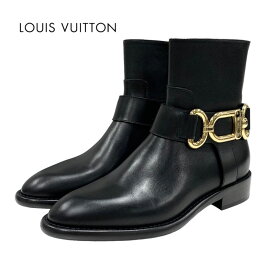 未使用 ルイヴィトン LOUIS VUITTON ウエストサイドライン ブーツ ショートブーツ アンクルブーツ 靴 シューズ チェーン レザー ブラック 黒 ギフト プレゼント 送料無料