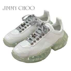 未使用 ジミーチュウ JIMMY CHOO DIAMOND スニーカー 靴 シューズ レザー パテント ホワイト ギフト プレゼント 送料無料