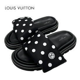 ルイヴィトン LOUIS VUITTON プールピローライン サンダル 靴 シューズ サテン ブラック ホワイト フラットサンダル ドット