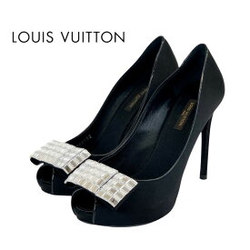 ルイヴィトン LOUIS VUITTON パンプス 靴 シューズ サテン ブラック 黒 リボン パーティーシューズ フォーマルシューズ