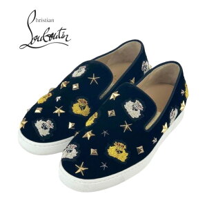 �N���X�`�������u�^�� Christian Louboutin �X�j�[�J�[ �C �V���[�Y �x���A �u���b�N �S�[���h �V���o�[ �X���b�|�� �X�^�b�Y ���b�y��
