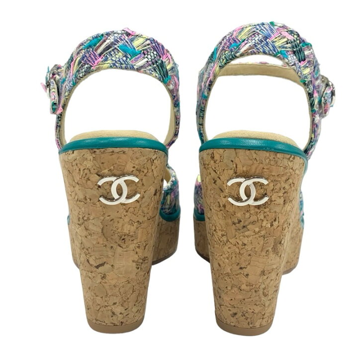 楽天市場】シャネル CHANEL サンダル 靴 シューズ ツイード コルク 