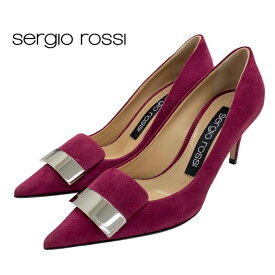 未使用 セルジオロッシ sergio rossi パンプス 靴 シューズ ロゴプレート sr1 スエード 赤紫 ギフト プレゼント 送料無料