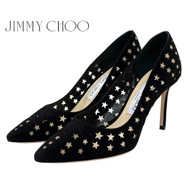 未使用 ジミーチュウ JIMMY CHOO ROMY パンプス 靴 シューズ スター パンチング スエード ブラック 黒 ギフト プレゼント 送料無料