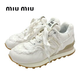 ミュウミュウ MIUMIU ニューバランス スニーカー 靴 シューズ ロゴ キャンバス ホワイト ギフト プレゼント 送料無料