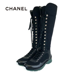 �V���l�� CHANEL �u�[�c �����O�u�[�c �C �V���[�Y �c�C�[�h ���U�[ �u���b�N ���[�X�A�b�v �R�R�}�[�N ����