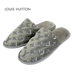 ルイヴィトン LOUIS VUITTON スイートライン フラットシューズ 靴 シューズ ベルベット ファー グレー 未使用 スリッパ ルームシューズ モノグラム