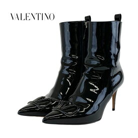ヴァレンティノ VALENTINO ブーツ ショートブーツ 靴 シューズ パテント ブラック Vロゴ