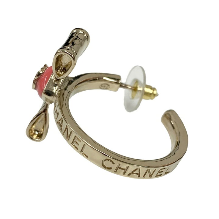 楽天市場】シャネル CHANEL ピアス イヤリング ゴールド ピンク フープ 