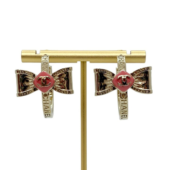 楽天市場】シャネル CHANEL ピアス イヤリング ゴールド ピンク フープ  