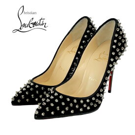 クリスチャンルブタン Christian Louboutin パンプス 靴 シューズ ベロア ブラック 黒 シルバー スパイク スタッズ