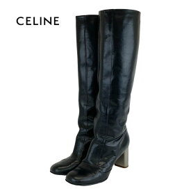 セリーヌ CELINE ブーツ ロングブーツ 靴 シューズ レザー ブラック シルバー フィービー メタルヒール