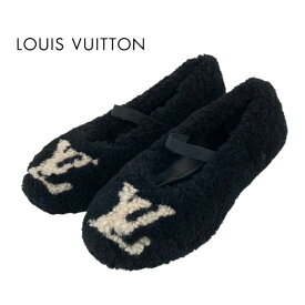 ルイヴィトン LOUIS VUITTON ポピライン フラットシューズ 靴 シューズ ムートン ブラック ベージュ 未使用 バレエシューズ LVロゴ ボア