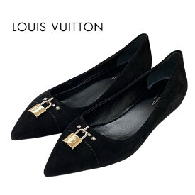 ルイヴィトン LOUIS VUITTON フラットシューズ スリッポン 靴 シューズ スエード ブラック 黒 ゴールド 未使用 フラットパンプス パドロック