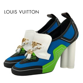 ルイヴィトン LOUIS VUITTON スウィフト パンプス 靴 シューズ レザー マルチカラー ゴールド フラワーヒール タッセル ロゴ ローファー ブーティ