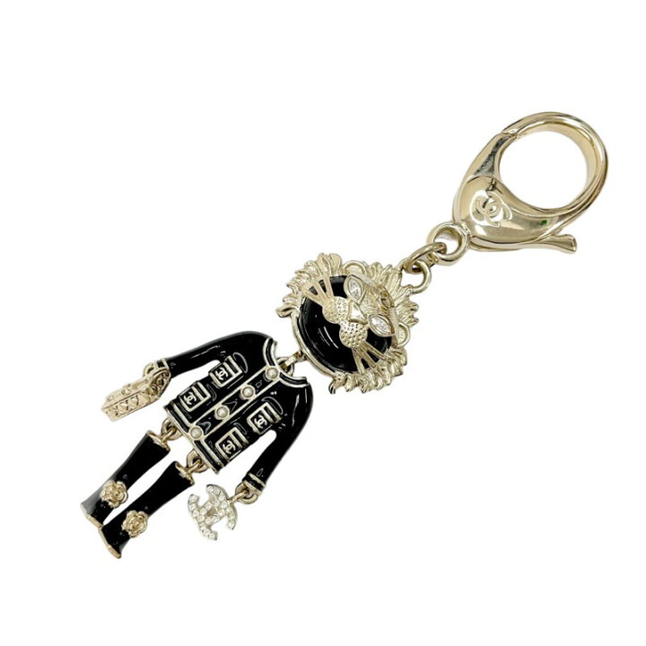 楽天市場】シャネル CHANEL チャーム ゴールド ブラック キーホルダー  