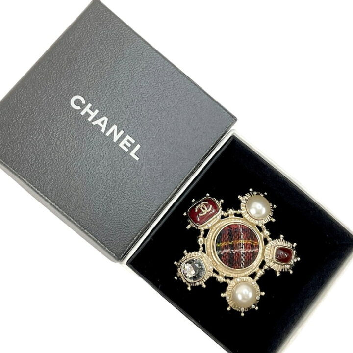 楽天市場】シャネル CHANEL ブローチ コサージュ ゴールド レッド ココ 