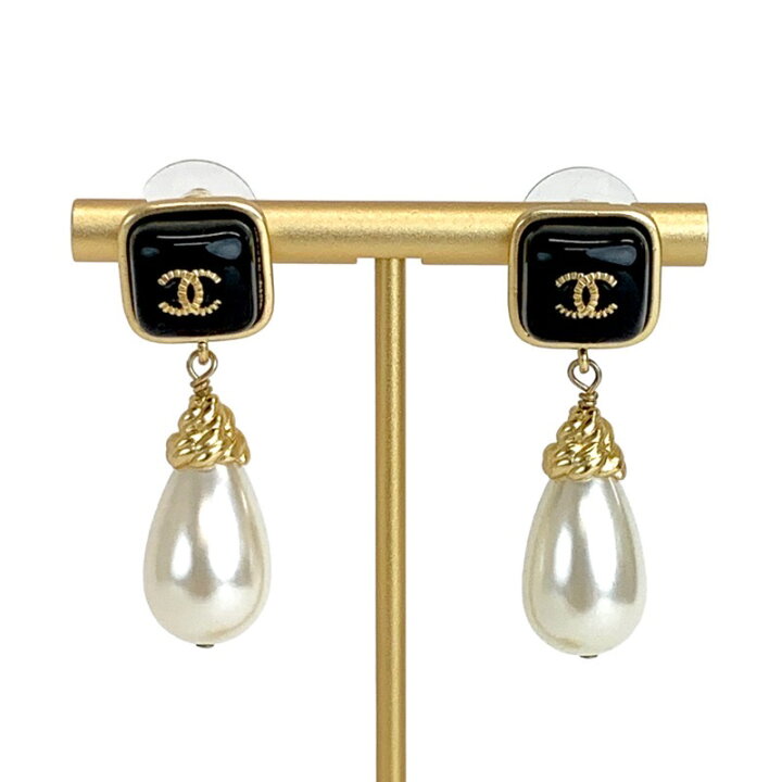 楽天市場】シャネル CHANEL ピアス イヤリング ブラック ゴールド ココ 