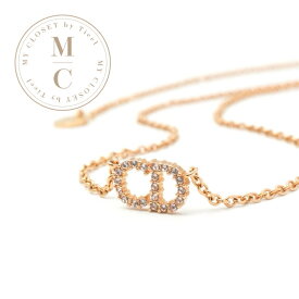 クリスチャンディオール CHRISTIAN DIOR ClairDLune ネックレス ペンダント チョーカー ゴールド CDロゴ ラインストーン