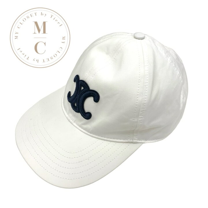 楽天市場】セリーヌ CELINE キャップ 帽子 コットン ホワイト ネイビー  
