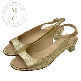 シャネル CHANEL サンダル 靴 シューズ レザー ゴールド スリングバック ココマーク クリアヒール