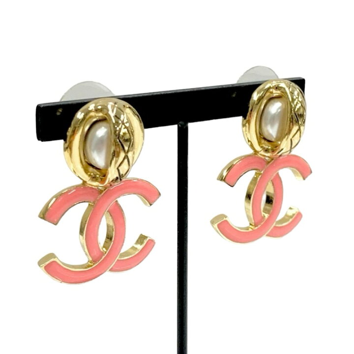 楽天市場】シャネル CHANEL ピアス イヤリング ゴールド ピンク ココ 