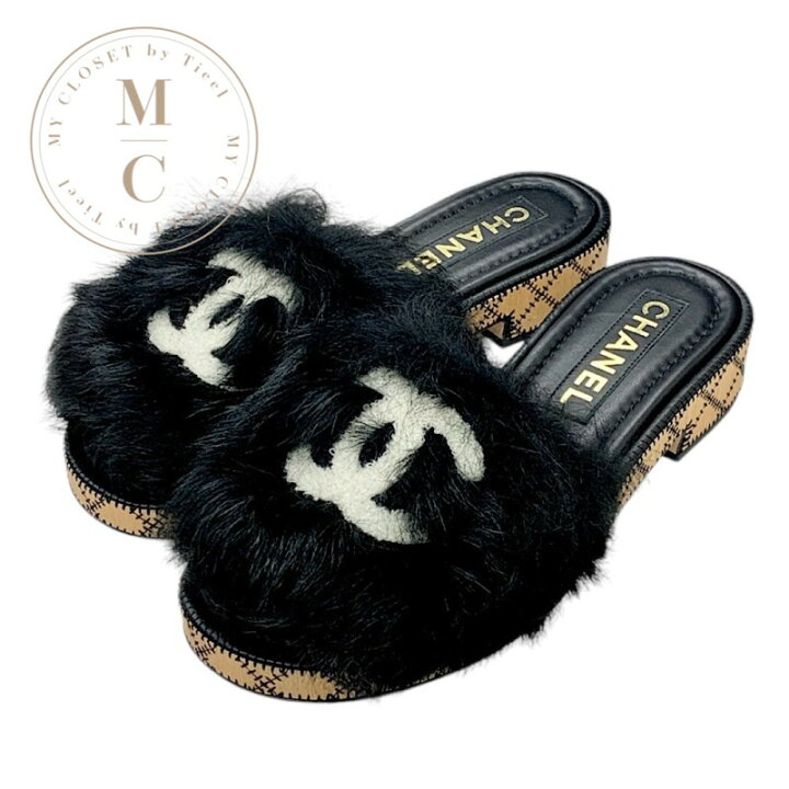 楽天市場】シャネル CHANEL サンダル 靴 シューズ ファー ブラック 