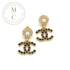 シャネル CHANEL ピアス イヤリング ゴールド ブラック ココマーク ラインストーン