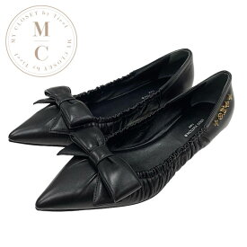 ルイヴィトン LOUIS VUITTON マーリライン フラットシューズ 靴 シューズ レザー ブラック 黒 ゴールド ロゴ リボン バレエシューズ モノグラム