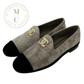 シャネル CHANEL フラットシューズ 靴 シューズ スエード グレー ブラック ゴールド ココマーク ローファー