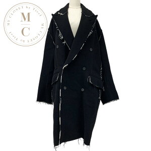 �o�����V�A�K BALENCIAGA �A�E�^�[ �u���b�N �z���C�g �R�[�g Raw Edge Coat �I�[�o�[�T�C�Y �`�F�b�N �����Y