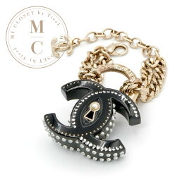 シャネル CHANEL チャーム ブラック ゴールド ココマーク ラインストーン