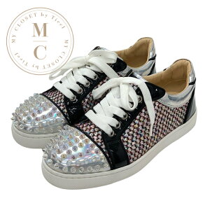 �N���X�`�������u�^�� Christian Louboutin �X�j�[�J�[ �C �V���[�Y �p�e���g ���U�[ �O���[ �I�[���� �u���b�N �X�p�C�N �X�^�b�Y