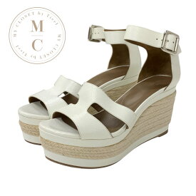 エルメス HERMES イラナ サンダル 靴 シューズ パテント ホワイト 白 ウェッジソール