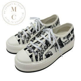 クリスチャンディオール CHRISTIAN DIOR WalknDior スニーカー 靴 シューズ キャンバス ホワイト ブラック 未使用 ロゴ プラットフォーム