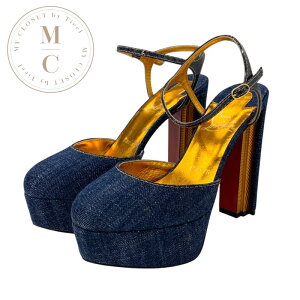 �N���X�`�������u�^�� Christian Louboutin �p���v�X �C �V���[�Y �f�j�� �u���[ �X�g���b�v �v���b�g�t�H�[��