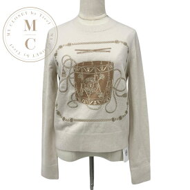 未使用 エルメス HERMES Les Tambours トップス ニット セーター ウール ベージュ ブラウン 23AW