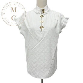 ルイヴィトン LOUIS VUITTON トップス コットン ホワイト ゴールド シャツ ブラウス モノグラム 半袖