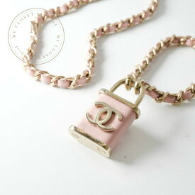 シャネル CHANEL ネックレス ペンダント チョーカー ピンク ゴールド ココマーク パドロック 2連 チェーン