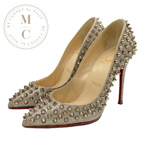 �N���X�`�������u�^�� Christian Louboutin �p���v�X �C �V���[�Y ���U�[ �x�[�W�� �S�[���h �X�p�C�N �X�^�b�Y �O���b�^�[