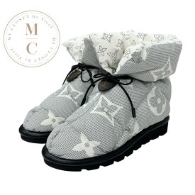 ルイヴィトン LOUIS VUITTON ピローライン モノグラム ブーツ ショートブーツ 靴 シューズ ナイロン ホワイト ブラック 未使用 アンクルブーツ