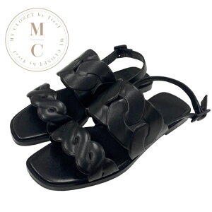 エルメス HERMES グレース サンダル 靴 シューズ レザー ブラック 黒 フラットサンダル