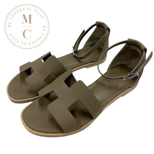 エルメス HERMES サントリーニ サンダル 靴 シューズ レザー ブラウン フラットサンダル エトゥープ