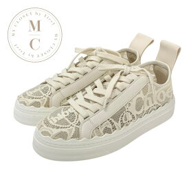 クロエ Chloe Lauren スニーカー 靴 シューズ ファブリック ベージュ 未使用 ロゴ レース