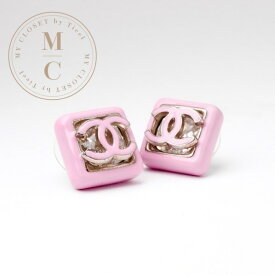 シャネル CHANEL ピアス イヤリング シルバー ピンク ココマーク スクエア