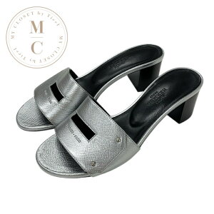 エルメス HERMES ヴェリー サンダル 靴 シューズ レザー シルバー ケリークラスプ ミュール