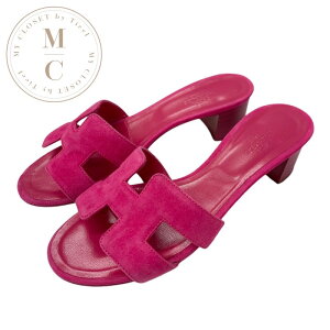 エルメス HERMES オアジス サンダル 靴 シューズ スエード ピンク ミュール