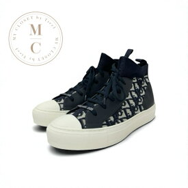 クリスチャンディオール CHRISTIAN DIOR WALK'N'DIOR スニーカー 靴 シューズ ファブリック レザー ネイビー 未使用 ソックススニーカー